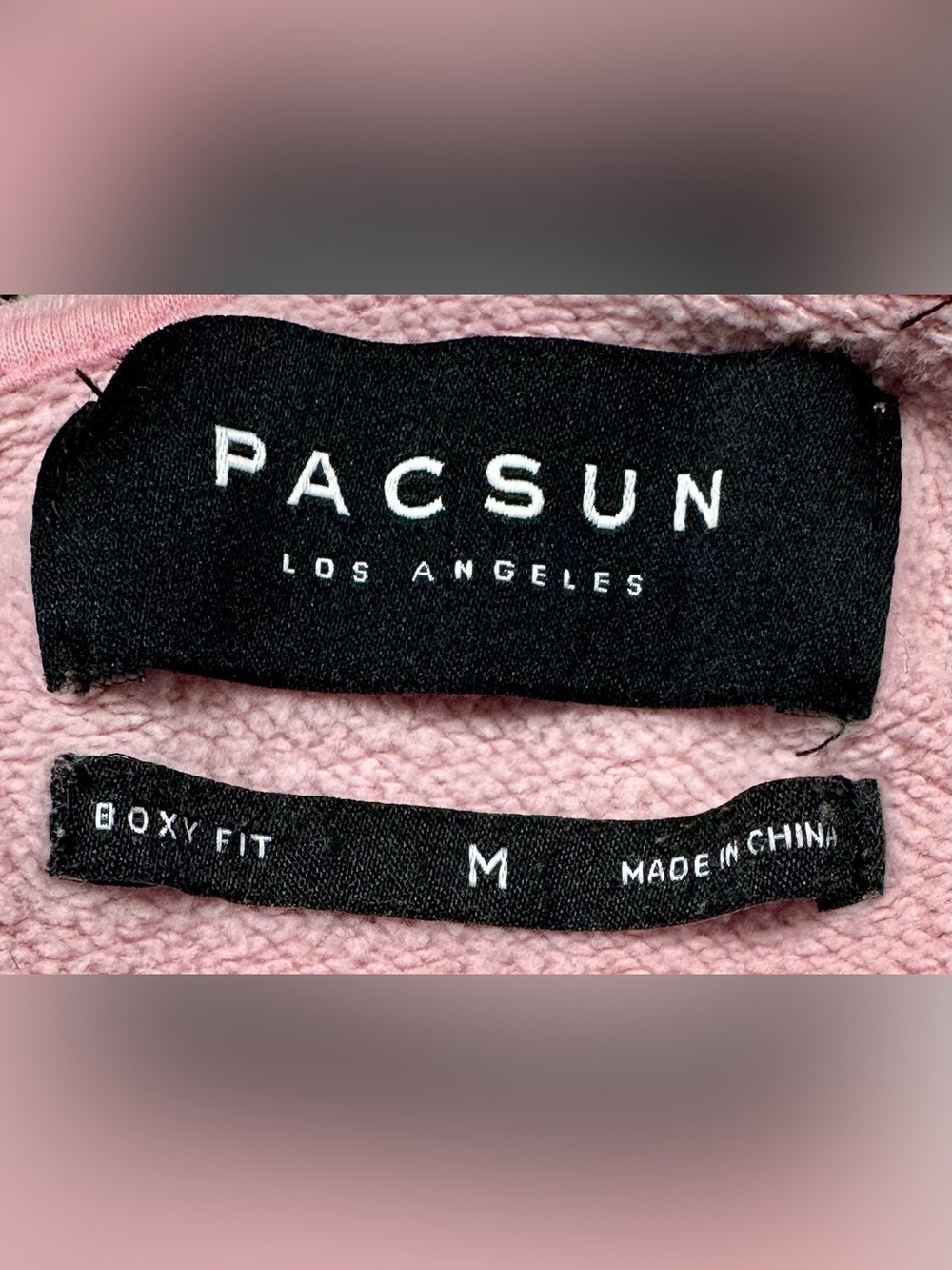 PacSun Light Pink Distressed Cotton Short Sleeve Unisex Hoodie Size M - Picture 7 of 10